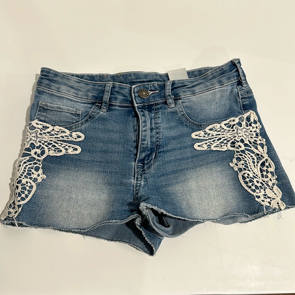 jeans shorts with embroidery